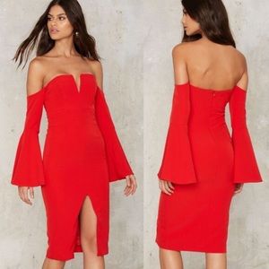 Off the shoulder dress with bell sleeves